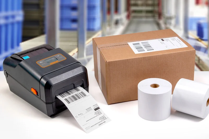 Shipping with linerless labels Linerless printer with consumables